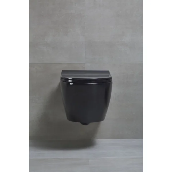 Унитаз подвесной beWash Bogen 88303606 безободковый, с функцией биде, с сиденьем микролифт, черный глянец