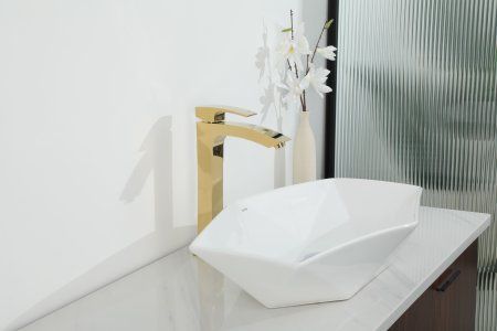 Смеситель для раковины высокий Gappo G1007-32, золото