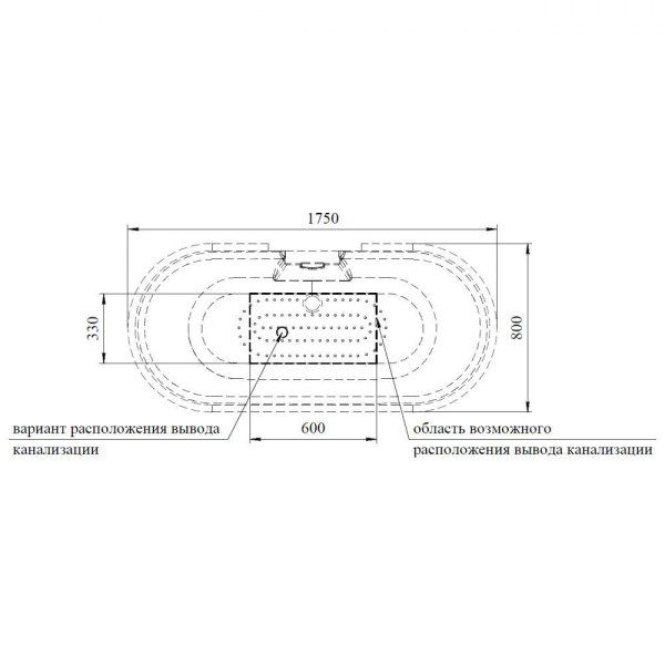 Акриловая ванна Radomir Леонесса 1-01-3-0-9-138 175х80 на ножках "лилия" Gold