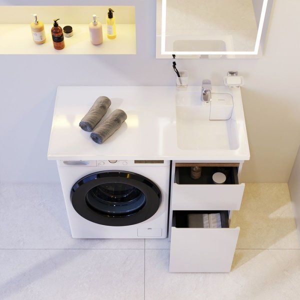 Раковина над стиральной машиной, литьевой мрамор, правая, 100 см, белый глянец AM.PM  X-Joy M85AWPR1001WG