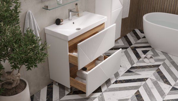 Тумба под раковину Velvex Edge 80.2Y (белая) (tn.EDG.9696.80.2Y белый глянец)