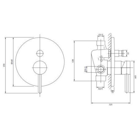 Смеситель Omnires Y Y1235NI для ванны, никель