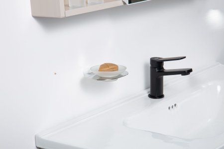 Мыльница стеклянная Gappo G3LU09EM02QA-8SO, хром/белая