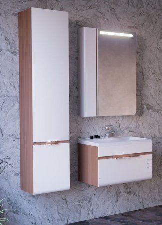 Зеркало-шкаф RAVAL Tetra 60 Белый/Темный лен с подсветкой (Tet.03.60/TL)