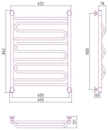 Полотенцесушитель водяной Сунержа Элегия+ 03-0205-8060 800x600 золото