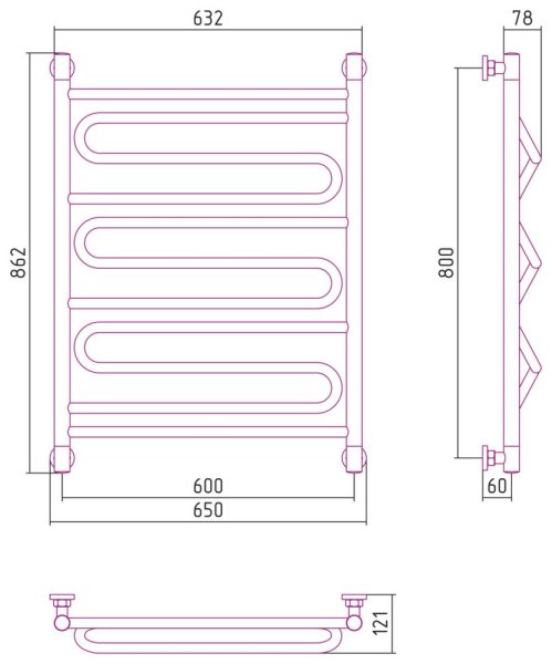 Полотенцесушитель водяной Сунержа Элегия+ 03-0205-8060 800x600 золото