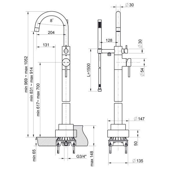 Cмеситель Paini Cox 78CR136LM для ванны, напольный, хром