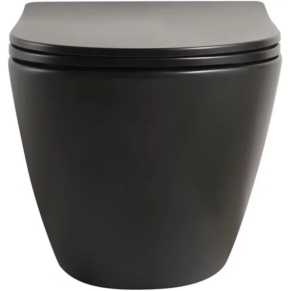 Унитаз подвесной Veconi Ento VEN-52TB безободковый, торнадо, с сиденьем микролифт, черный матовый