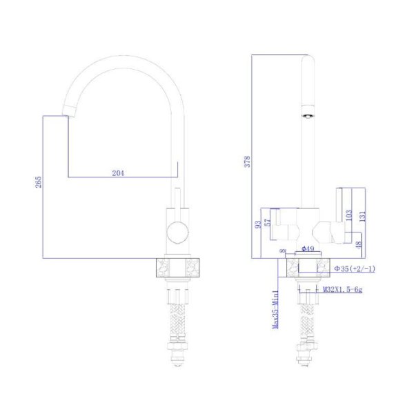 Смеситель для кухонной мойки с фильтром RUSH графит (SUS9035-37Grey)