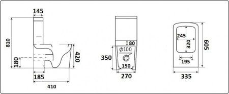 Унитаз напольный CeramaLux 2171MB, Черно-Матовый