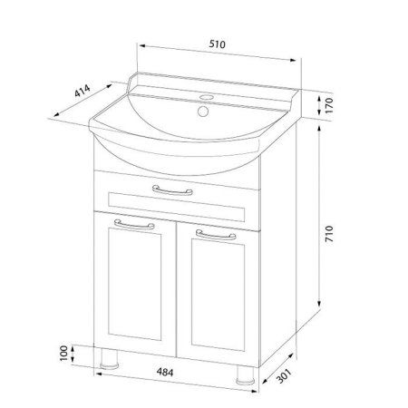 Тумба с раковиной IDDIS Kantri KABTN5HS0WKT3iWK95DNK бежевый