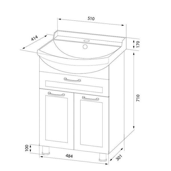 Тумба с раковиной IDDIS Kantri KABTN5HS0WKT3iWK95DNK бежевый
