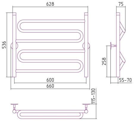 Полотенцесушитель водяной Стилье Универсал-51 60х60 хром