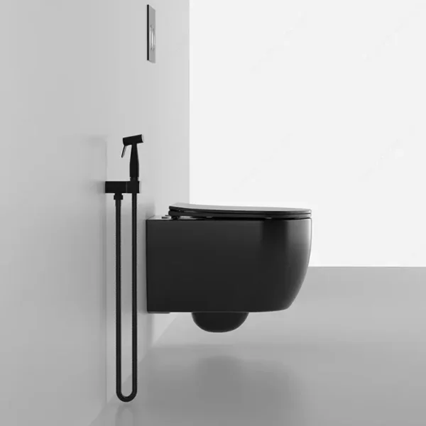 Унитаз подвесной Ceruttispa Oglio Aria CT9239 безободковый, с сиденьем микролифт, черный матовый