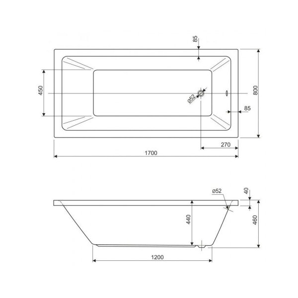 Акриловая ванна Cezares Plane Solo PLANE SOLO-170-80-49 170х80