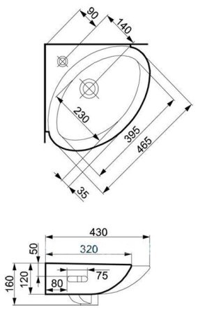 Раковина Cersanit Teta UM-Te/1 46 угловая