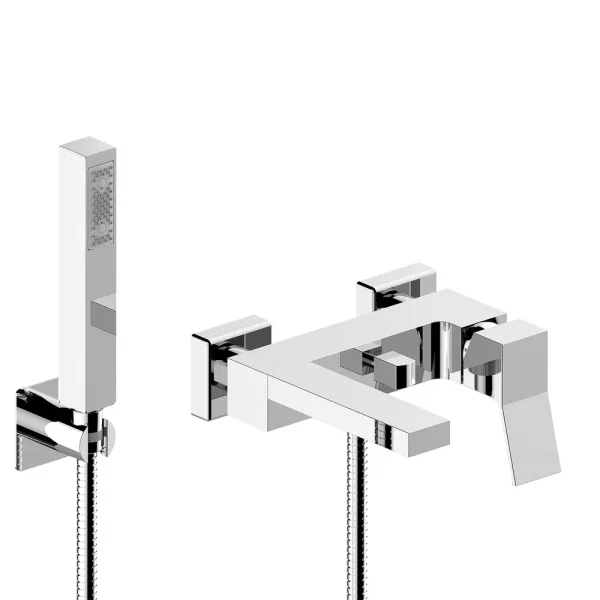 Смеситель для ванны BOSSINI AKI Z00725.030 cо шлангом, держателем и лейкой, цвет Хром с ручным душем, керамический картридж, шланг из латуни 125 см, хром