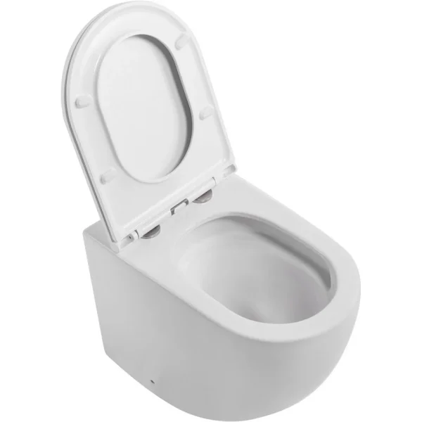 Унитаз приставной Abber Bequem AC1111TMW безободковый, торнадо, с сиденьем микролифт, белый матовый