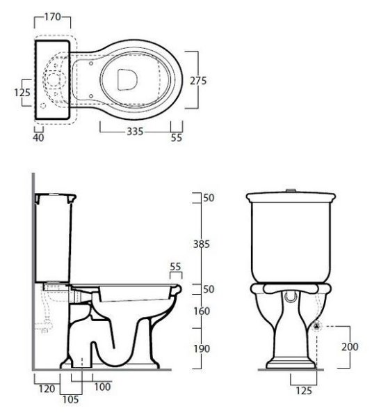 Унитаз-компакт Simas Lante LA08bi горизонтальный выпуск, с боковой ручкой