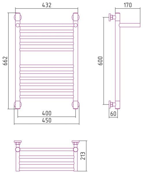 Полотенцесушитель водяной Сунержа Богема+ с 1 полкой 03-0223-6040 600x400 золото
