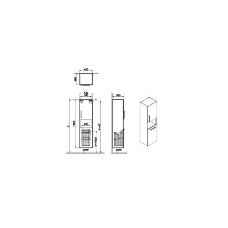 Шкаф-пенал VitrA Root 66231 40 R с корзиной для белья, белый