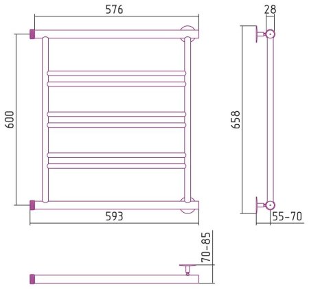 Полотенцесушитель водяной Стилье Минор 0601 60х60 хром