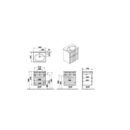 Тумба с раковиной VitrA Root Groove 69415 60 белый матовый