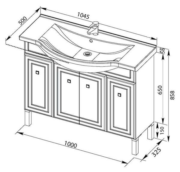 Тумба под раковину Aquanet Стайл 00181503 105 белая, 4 дверцы