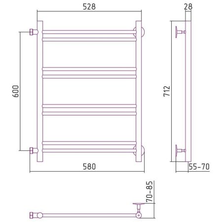 Полотенцесушитель водяной Стилье Версия-Б1 60х50 хром