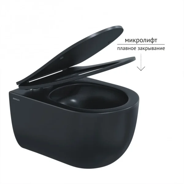 Унитаз подвесной Berges Ventas 082136 безободковый, с сиденьем микролифт, черный матовый