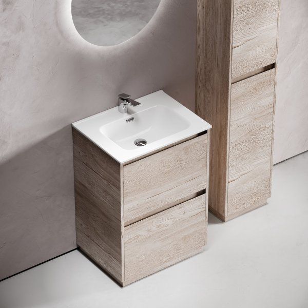 Тумба под раковину SANCOS Libra Floor напольная,590х450х840, c двумя ящиками оснащенными доводчиками, дуб галифакс натуральный,  LB60FEG