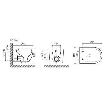 Унитаз подвесной Ceramica Nova Up CN4007MB микролифт, черный матовый