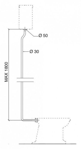 Труба высокая к подвесному бачку Sbordoni Neoclassica TB01