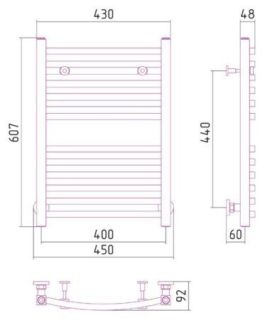 Полотенцесушитель водяной Сунержа Аркус 600х400 хром