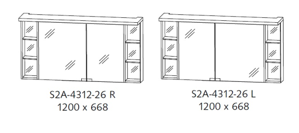 Шкаф-зеркало Puris Crescendo S2A431226R 763/160 120 R венге