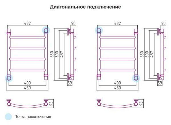 Полотенцесушитель водяной Сунержа Галант 500х400 ультрамариновый синий