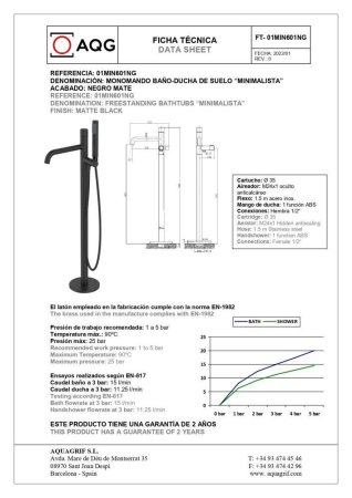 Смеситель AQG Min 01MIN601NG для ванны, черный матовый