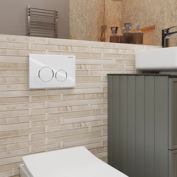 Кнопка смыва Charus Spazio FP.330.11.01 для инсталляции, белый глянец/хром/белый глянец