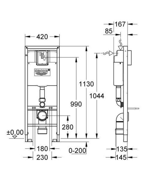 Система инсталляции Grohe Rapid SL 38675001 для унитазов