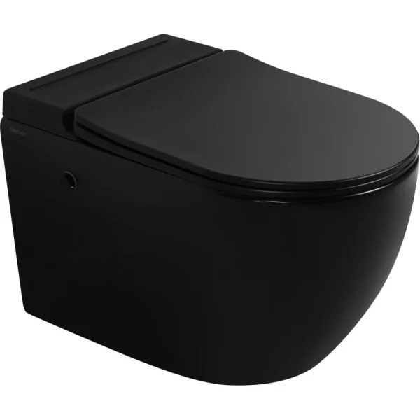 Унитаз подвесной Abber Bequem AC1108PMB импульсный, безободковый, с сиденьем микролифт, черный матовый