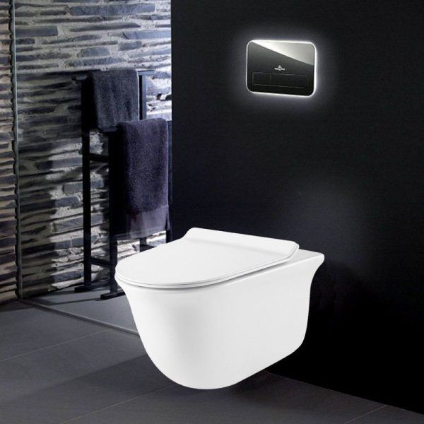 Унитаз GR-4412S (485*360*360) подвесной БЕЗОБОДКОВЫЙ с тонкой крышкой, 1 место