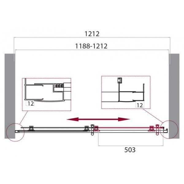 Душевая дверь в нишу BelBagno Uno UNO-195-BF-1-120-C-Cr 120 прозрачное стекло
