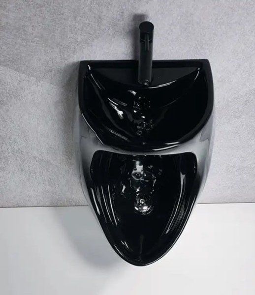 Писсуар подвесной CeramaLux X573B-P, Черный глянец