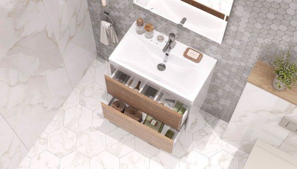 Тумба подвесная Velvex Gesso 70.2Y, белый/дуб сонома (tp.GES.9696.70.2Y белый матовый/дуб сонома)