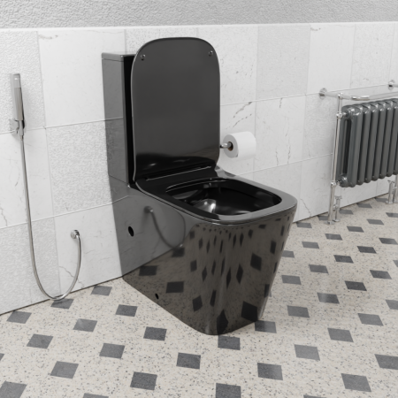 Унитаз напольный CeramaLux 2170 -18, Черно-Глянцевый