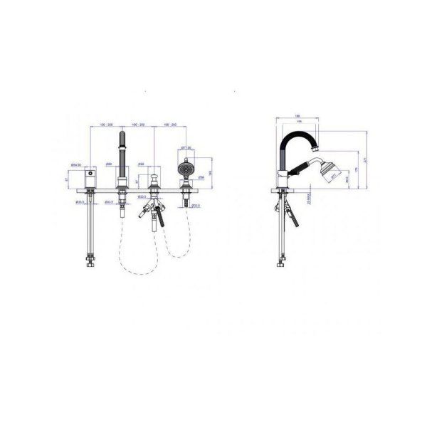 Смеситель Cezares Aphrodite APHRODITE-BVDM-03/24-Bi для ванны