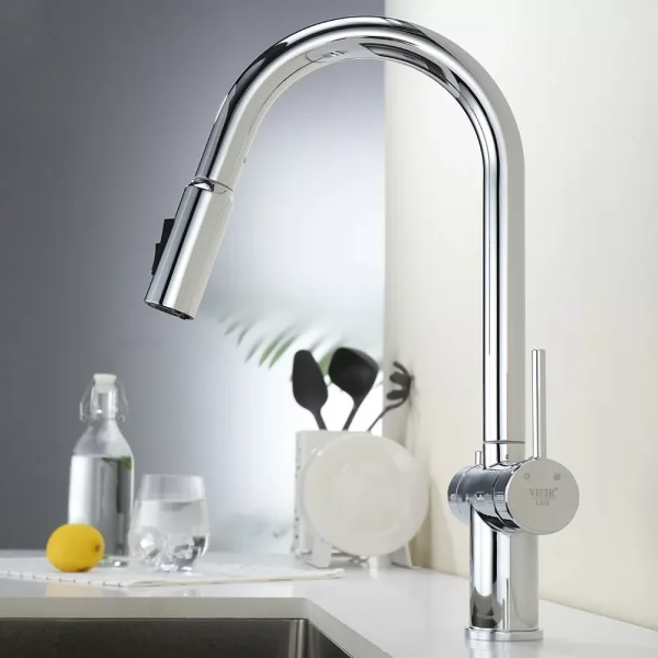 Смесители для кухни с выдвижной лейкой и под фильтр Vieir V15060-L хром