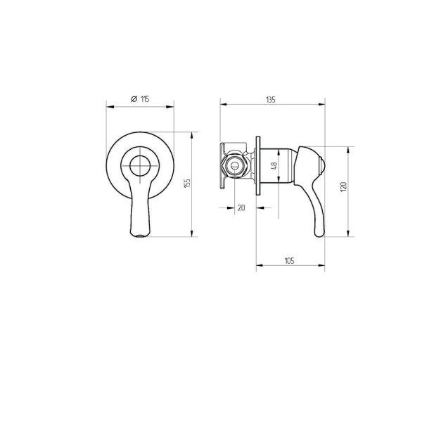 Смеситель для душа встроенный, хром Veragio LARUTTA VR.LRT-3640.CR