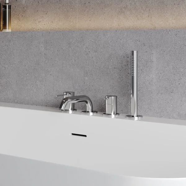 Смеситель на борт ванны AQUAme Siena AQM6219CR с душевым гарнитуром, хром