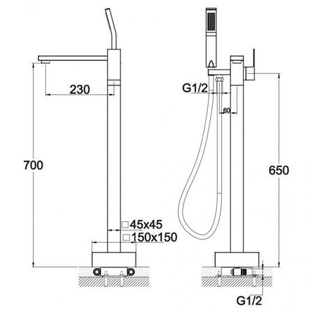 Смеситель BelBagno Arlie ARL-FMT-CRM для ванны, напольный